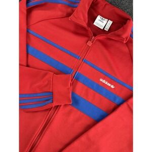 Adidas Originals Track Jacket XL Red Blue Striped Full Zip 25.5x29
